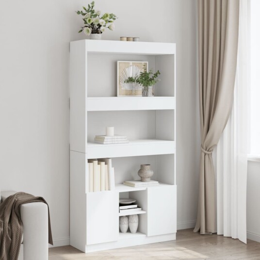 Highboard hvit 92x33x180 cm konstruert tre Highboard hvit 92x33x180 cm konstruert tre