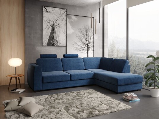 SparMax Risør 25a Sofa Med Sjeselong - Blå Velour (Velvet 14)