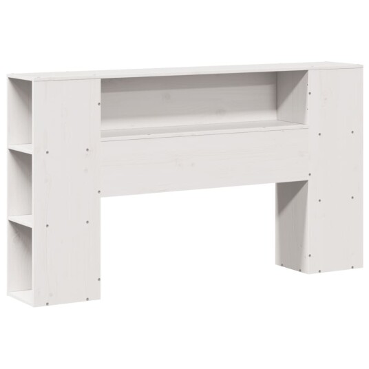 Seng med bokhylle uten madrass hvit 140x200 cm heltre furu 3321853