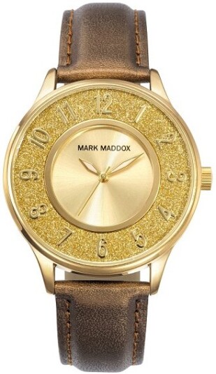 Mark Maddox Herreklokke MC0013 25 Classic Gullfarget/Lær Ø38 mm