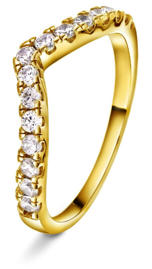 Pan Jewelry Swan tail ring i 925 forgylt sølv med hvite zirkonia størrelse 54