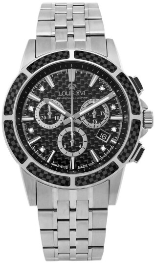 Louis XVI Herreklokke LXVI1101 Majesty Sort/Stål Ø43 mm