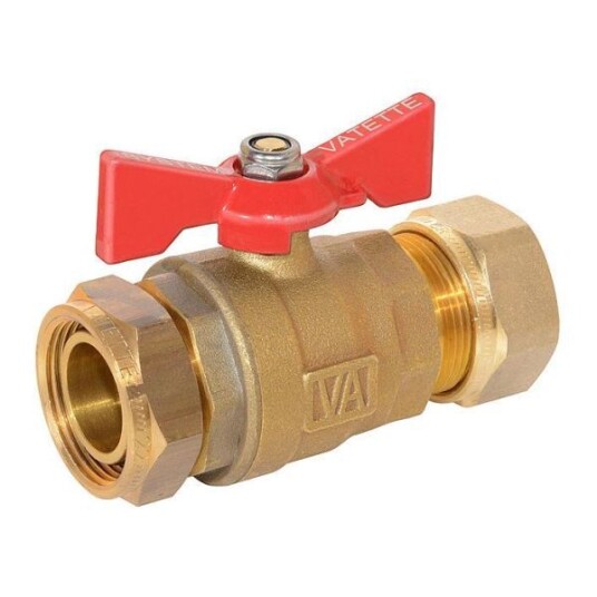 Vatette 8547100 Avstengingsventil 22 mm x G20, rett Rød