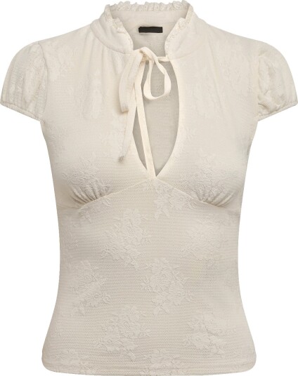 Gina Tricot Keyhole Tie Top   CREAM (1047)   XL