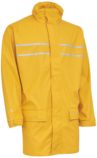 Elka Regnjakke med refleksstriper PU 026301 gul Str. 4XL