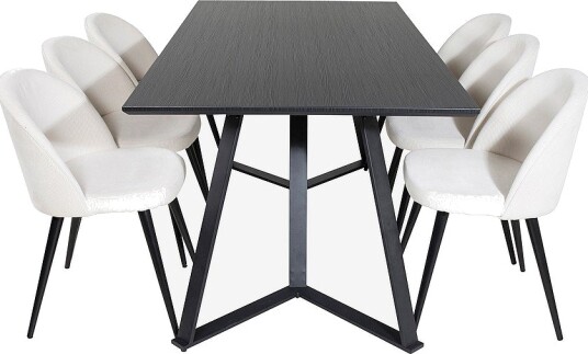 Venture Home Spisegruppe Maggie med 6 stk spisestoler Valleta Svart Venture Home Spisegruppe Maggie med 6 stk spisestoler Valleta Svart