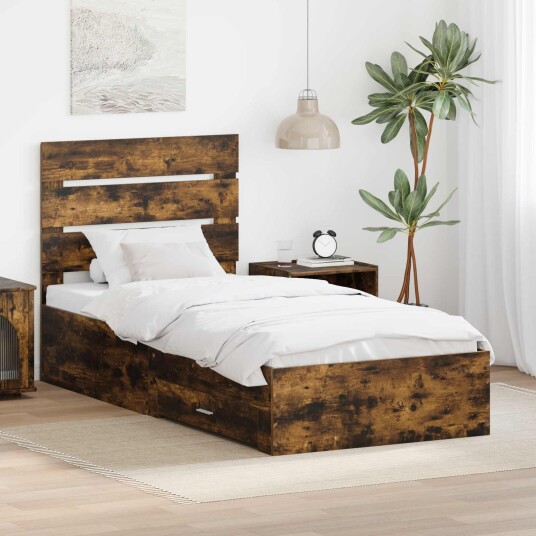 Sengestamme Røkt Eik og Sølv 75 x 190 cm Konstruert tre