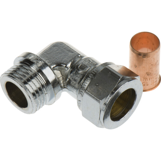 FIX-PRO VINKEL M/NIPPEL 15MM X 1/2" TIL KOBBERRØR