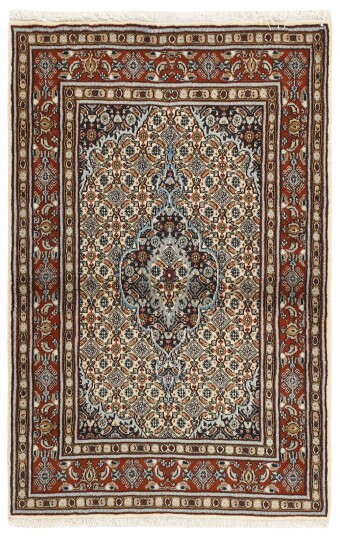 Håndknyttet. Opphav: Persia Moud Mahi Teppe 93x143