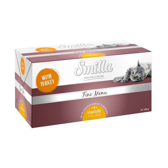 Smilla Fine Menu Med Nytelsekjerne 8 X 100 G Kalkun Kyllingbryst/ Paprika