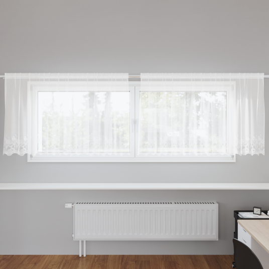 Gardiner med gardiner Blomster Hvit 300 x 80 cm Polyester