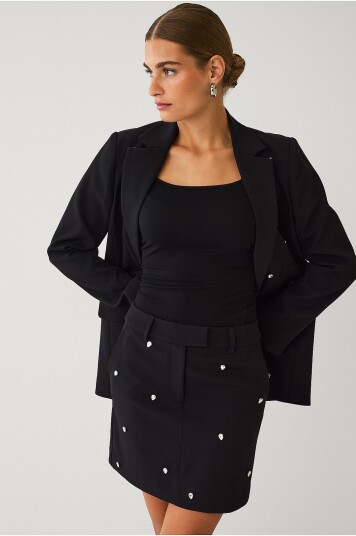 Ellos Collection Kort dresskjørt med rhinstener Svart