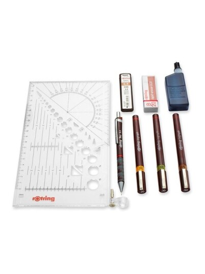 Rotring rOtring Isograph Pen Set Technical Pen & Pencil College Set 3 Pens .2mm .3mm .5mm and Mechanical Pencil .5mm + Accessories Rotring rOtring Isograph Pen Set Technical Pen & Pencil College Set 3 Pens .2mm .3mm .5mm and Mechanical Pencil .5mm + Accessories