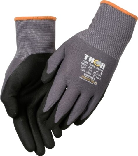 Fingerdyppet Nitrilhandske Thor Flex 8 Sort Nitril/Polyester 12 Stk. Fingerdyppet Nitrilhandske Thor Flex 8 Sort Nitril/Polyester 12 Stk.