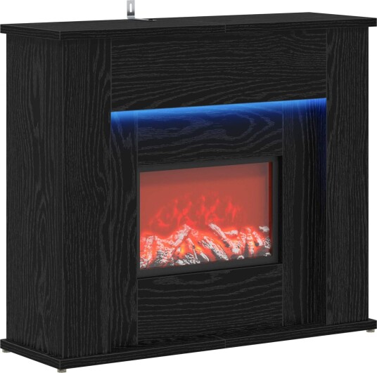 vidaXL Peis med LED stripe Svart eik 63 x 20 x 54,5 cm Konstruert tre