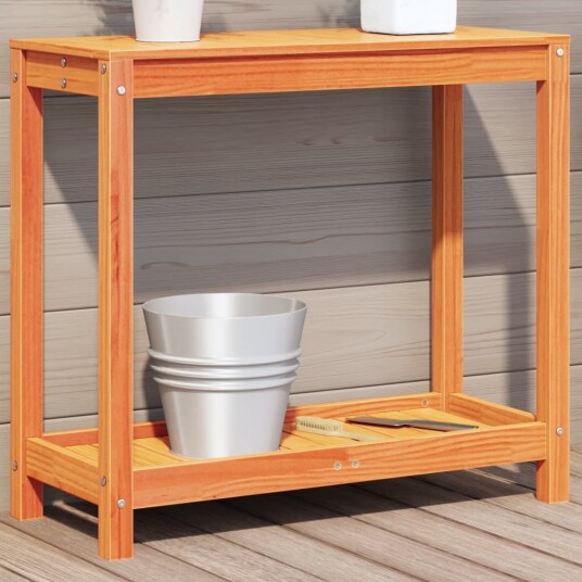 Pottebord med hylle voksbrun 82,5x35x75 cm heltre furu Pottebord med hylle voksbrun 82,5x35x75 cm heltre furu