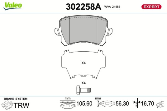 Bremseklosser VALEO 302258A