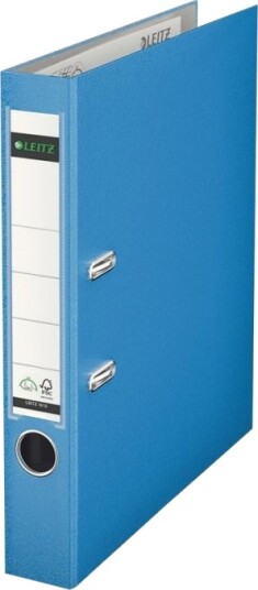 Leitz 180°   Hevarmbuefil   Bokryggbredde: 50 Mm   For A4 210 X 297 Mm   Kapasitet: 350 Ark   Lys Blå
