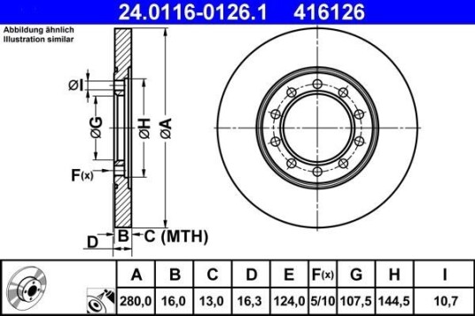 Bremseskive ATE 24.0116-0126.1