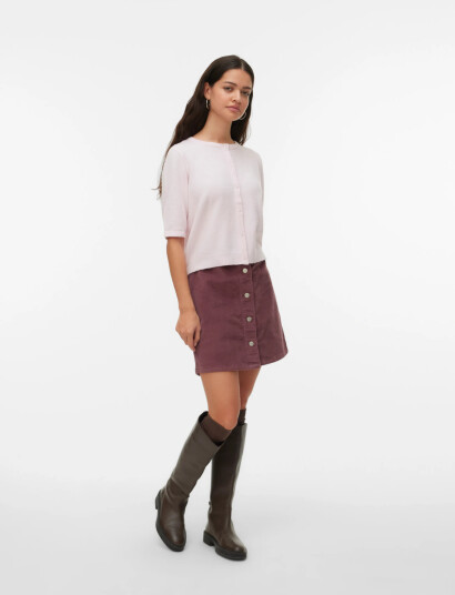 Vero Moda Vmdoffy 2/4 O Neck Button Cardigan Noos   Pink   L