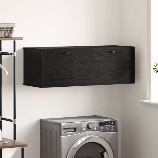 Vegghengt skap Svart Eik 100 x 36,5 x 35 cm Konstruert tre Vegghengt skap Svart Eik 100 x 36,5 x 35 cm Konstruert tre