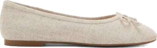 Mango Linen Ballerina Flat With Bow   Beige   36