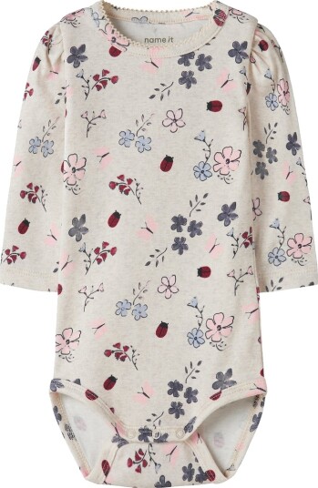 Name It Body I/e NbfKamelia Peyote Melange Name It 1 år 80 Langermet Body Beige