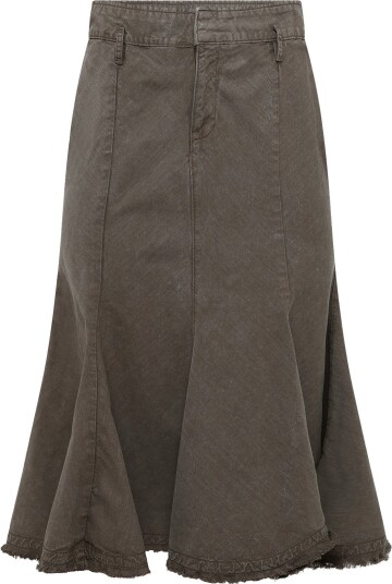 Weekday Frayed Cotton Midi Skirt Grey 44