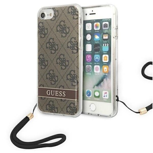 Gjett Guohci8h4stw Iphone Se 2022 / Se 2020 / 7/8 Brun/Brun Hardt Etui, 4G-Utskriftsstropp