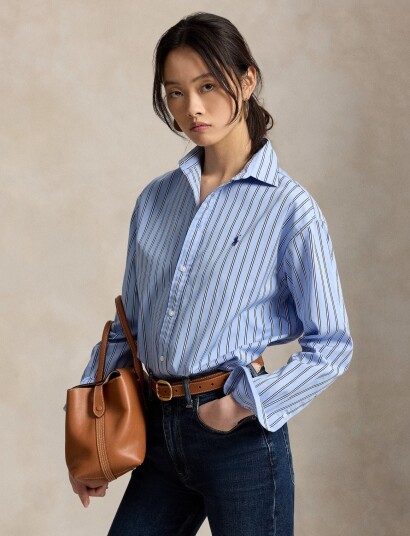 Polo Ralph Lauren Relaxed Fit Striped Cotton Shirt Blue XS