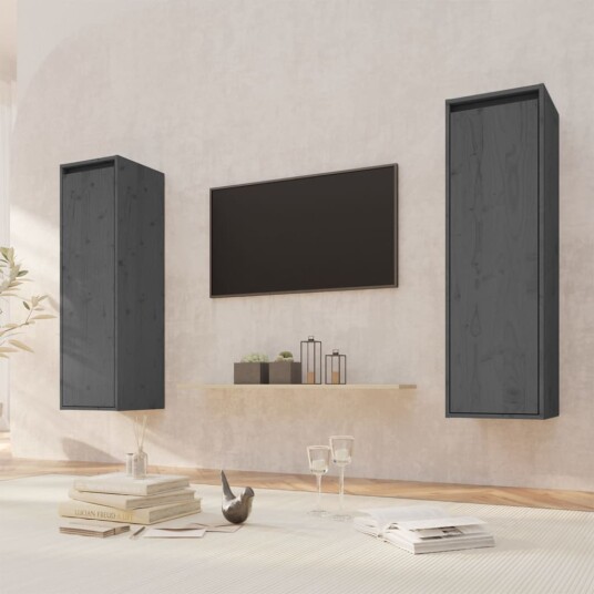 vidaXL Veggskap 2 stk gr? 30x30x100 cm heltre furu vidaXL Veggskap 2 stk gr? 30x30x100 cm heltre furu