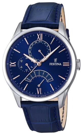Festina Herreklokke F16823 3 Dress Blå/Lær Ø43 mm