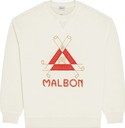 Malbon Trinity Crewneck Hvit Golfgenser herre Cream Large