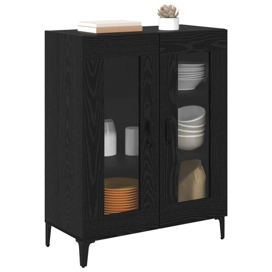 Serviesskap Svart Eik 69,5 x 34 x 90 cm Ingeniørtre og jern