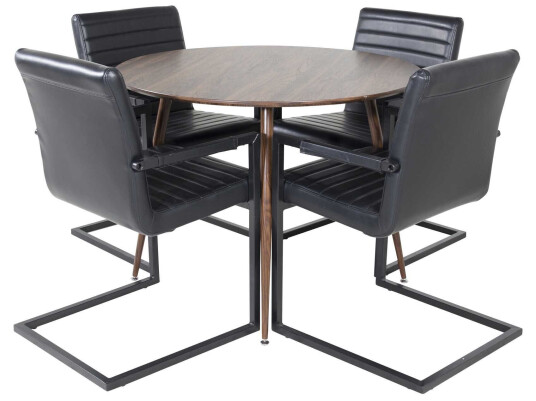 Venture Design Plaza & Art spisegruppe Brun/svart 4 st stoler & bord 100 cm