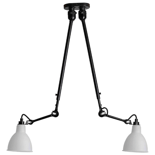 Lampe Gras N302 Taklampe Dobbel Matt Sort & Opal Polykarbonat Lampe Gras N302 Taklampe Dobbel Matt Sort & Opal Polykarbonat