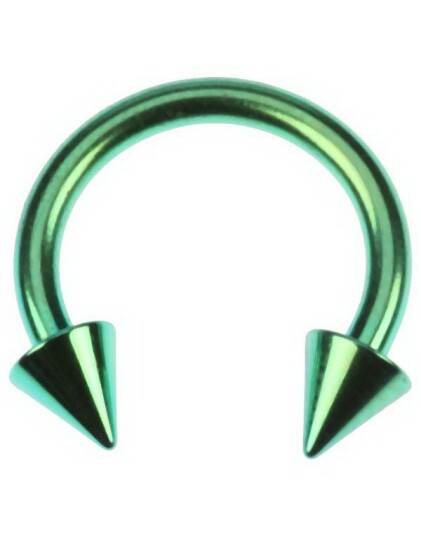 Utgått Rund Grønn Øyenbrynspiercing med Spike Kuler 16 x 10 mm