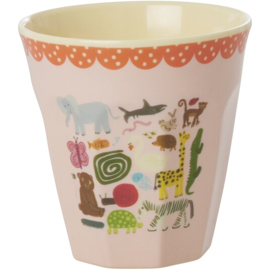 Rice Melamine Kopp Med Wildlife Print Pink Medium 250 Ml
