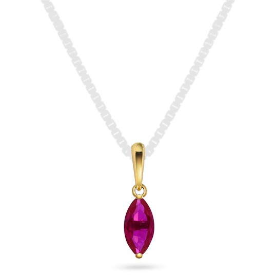 Pan Jewelry, Anheng i 585 gult gull med dyp rosa zirkonia Pan Jewelry, Anheng i 585 gult gull med dyp rosa zirkonia