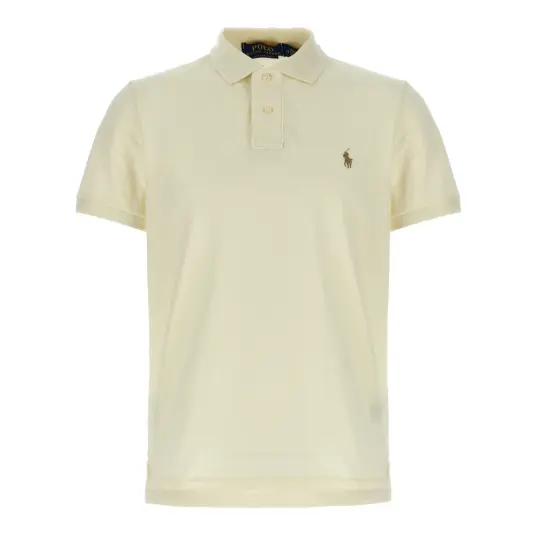 Ralph Lauren Custom Slim Fit Mesh Polo Shirt - Parchment Cream Beige XL
