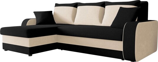 Alvared Dyp 3 seters L Sofa  Hjørnesovesofa Universal 230 cm   Beige / Svart / Hvit