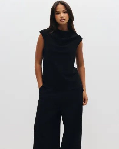 Only - Svart - Onlshakia S/L Waterfall Top Wvn