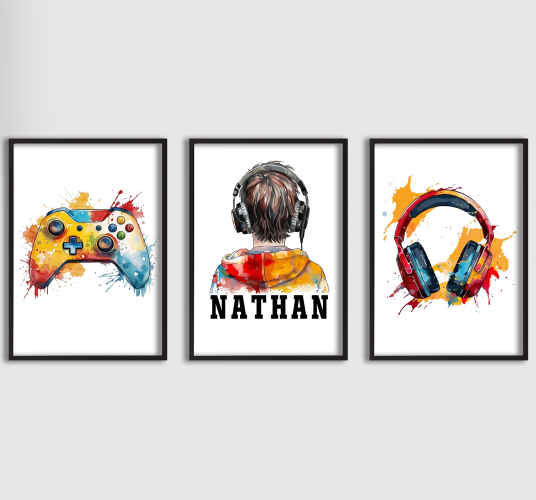 Namly Design Personalisert Plakat Akvarell Spilltrykk Sett med 3 POSTERWWZPXO