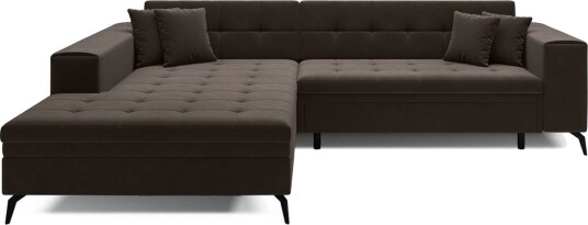 Hjørnesofa Eltap Solange 292x196x84 cm Mat Velvet 29 Mørk brun Venstre