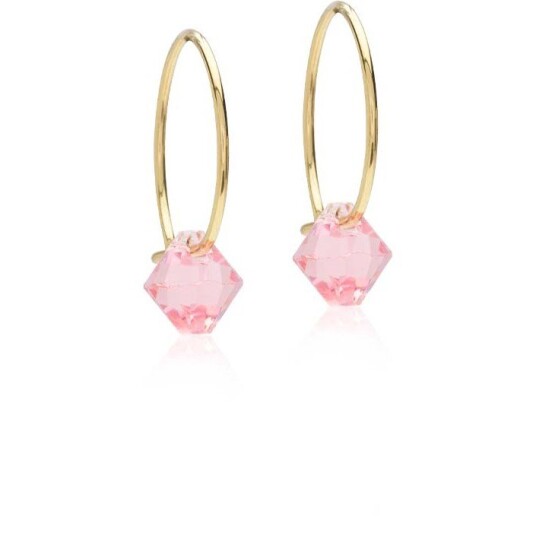 Blomdahl Golden Titanium Ear Ring 14 mm Bicone 6 mm Light Rose