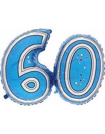 Tallet 60 Blå Holografisk Folieballong 81 cm