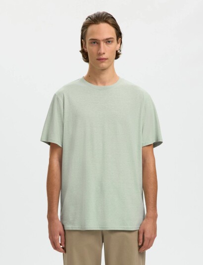 Selected Slhadam Linen Blend Ss Tee Noos Green L