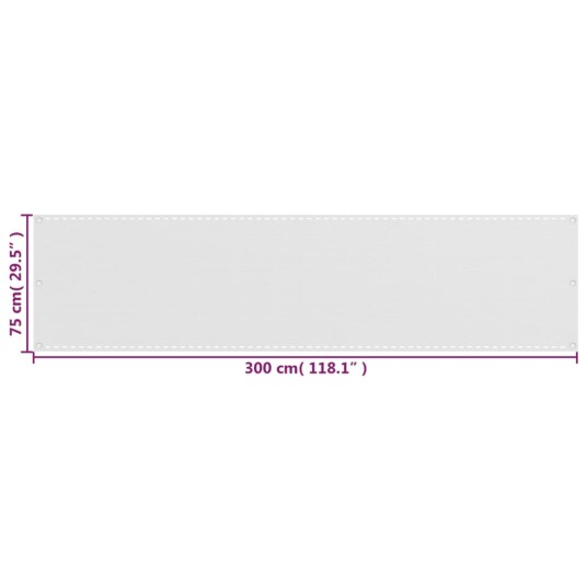 vidaXL Balkongskjerm hvit 75x300 cm HDPE