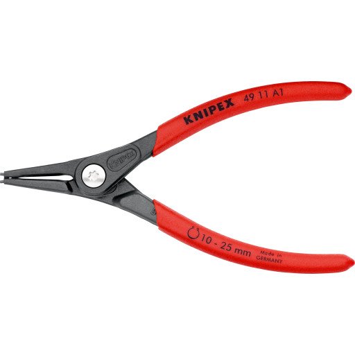 Knipex 49 11 A1 Låseringtang 140 mm Kromvanadiumstål med Plastgrep Rød
