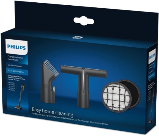 Philips Cordless Vc 7000 & 8000 Series Xv1685/01 Komplett Hjemmerengjøringssett Støvsuger Med Stang Tilbehørssett Sort Philips Cordless Vc 7000 & 8000 Series 3 Stykker